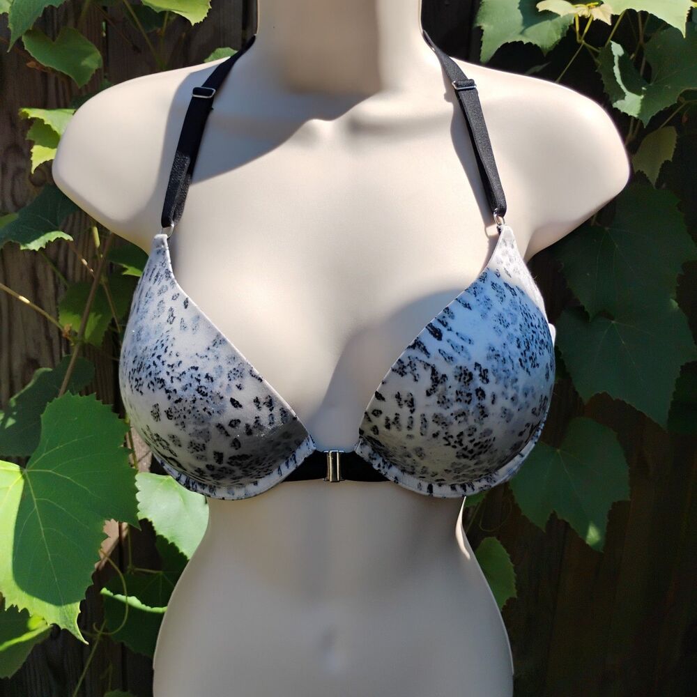 Victorias Secret 36C Very Sexy Push-Up Bra Animal Leopard Print Strappy Back